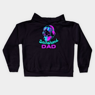 Dachshund Dad Synthwave Dog Owner Wiener Dog Dog Father Kids Hoodie